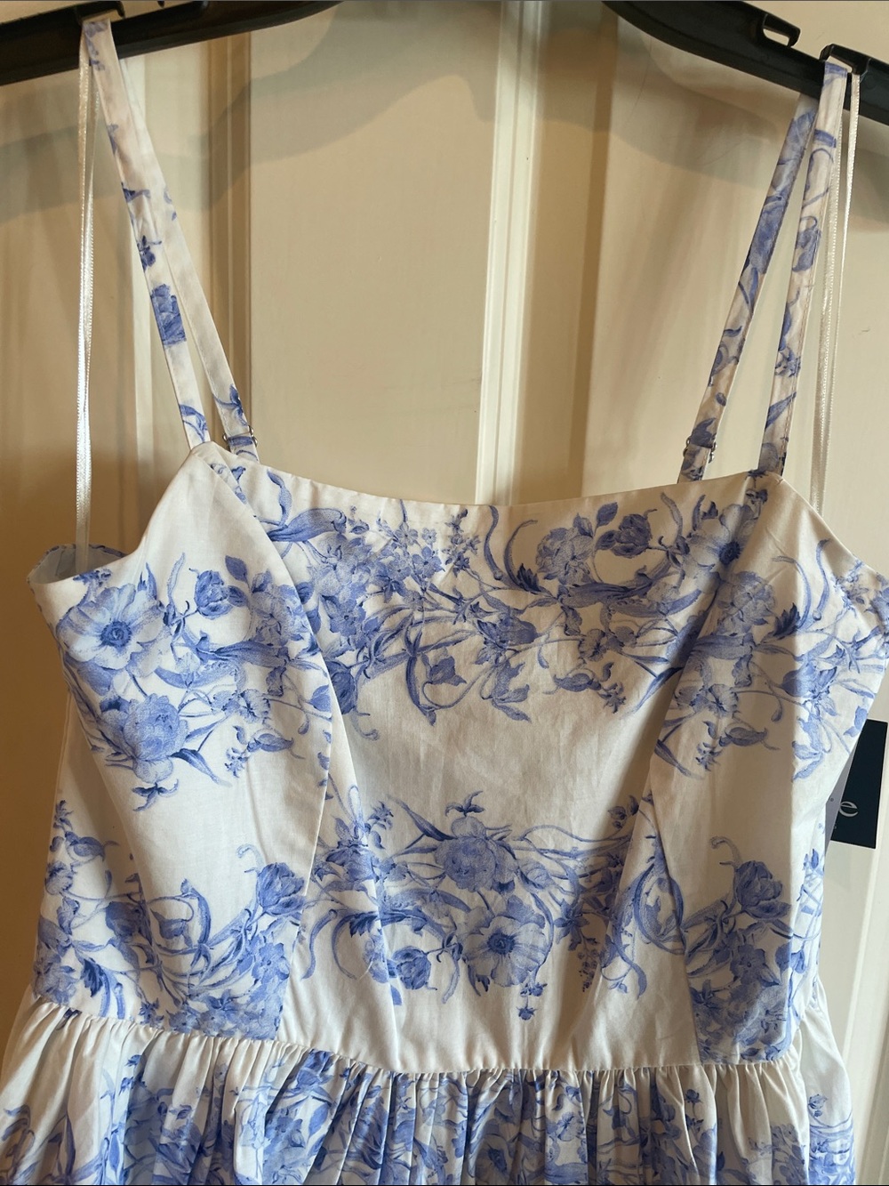 CeCe NWT Blue, Teal, Green and White Striped Floral Cotton Dress - Picture 4 of 11